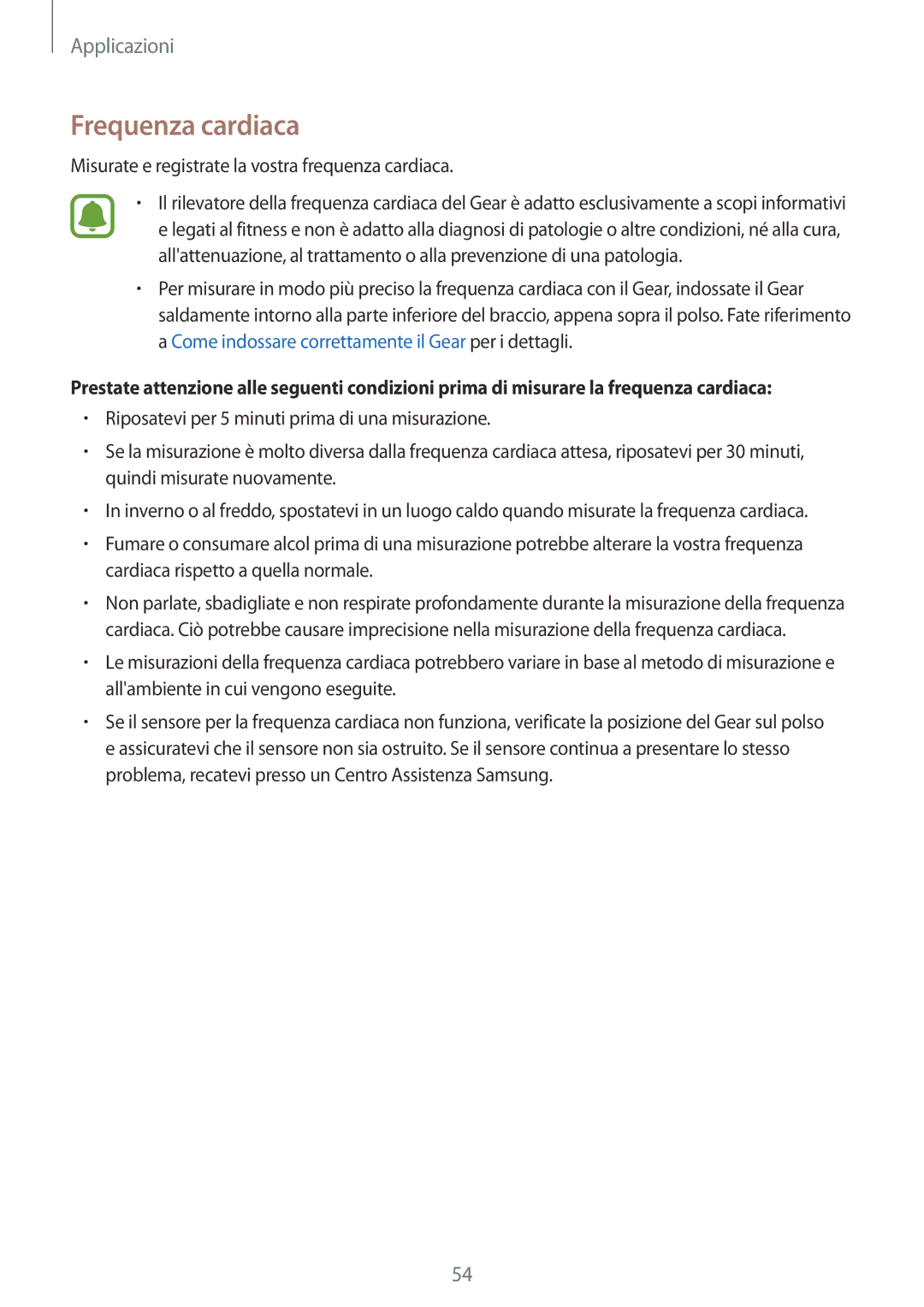 Samsung SM-R7350ZKGTIM manual Frequenza cardiaca, Misurate e registrate la vostra frequenza cardiaca 