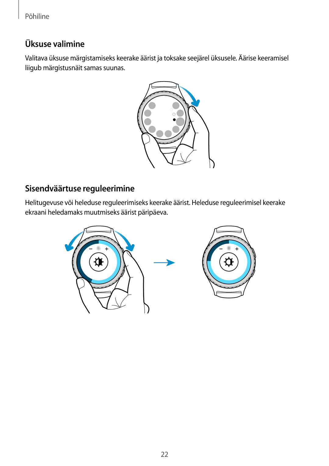 Samsung SM-R7350ZKOEMT manual Üksuse valimine, Sisendväärtuse reguleerimine 