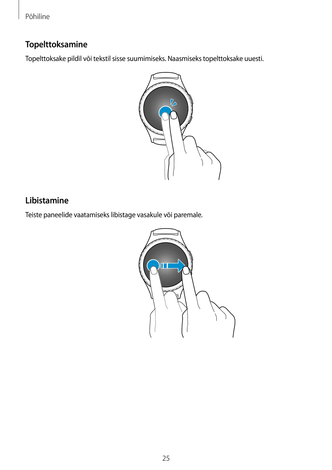 Samsung SM-R7350ZKOEMT manual Topelttoksamine, Libistamine 