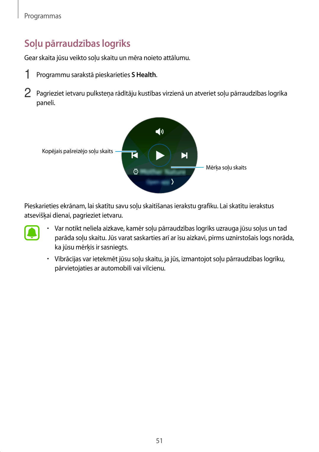 Samsung SM-R7350ZKOEMT manual Soļu pārraudzības logrīks 