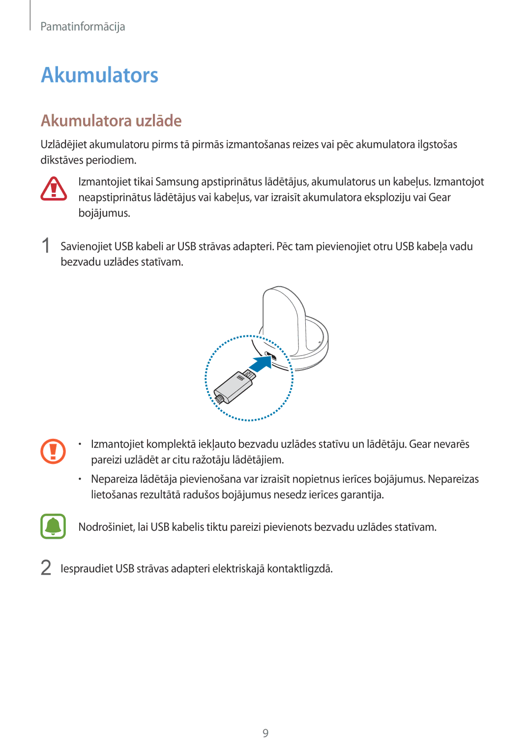 Samsung SM-R7350ZKOEMT manual Akumulators, Akumulatora uzlāde 