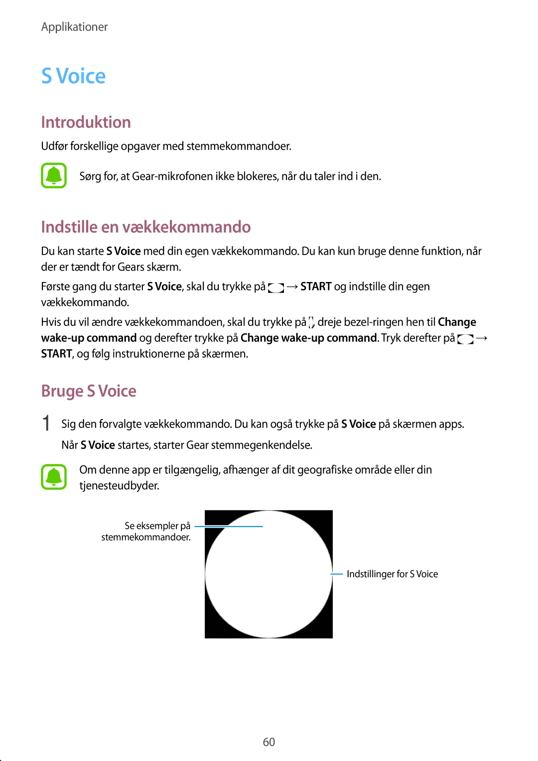 Samsung SM-R7350ZKONEE manual Indstille en vækkekommando, Bruge S Voice 