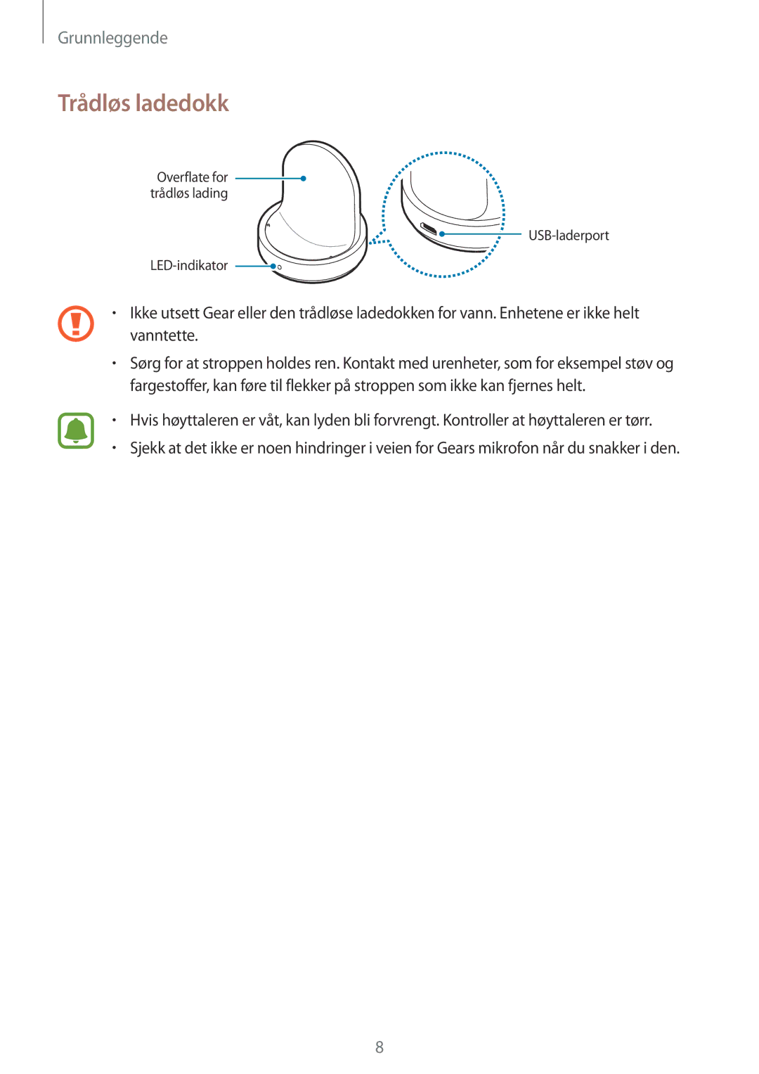 Samsung SM-R7350ZKONEE manual Trådløs ladedokk 