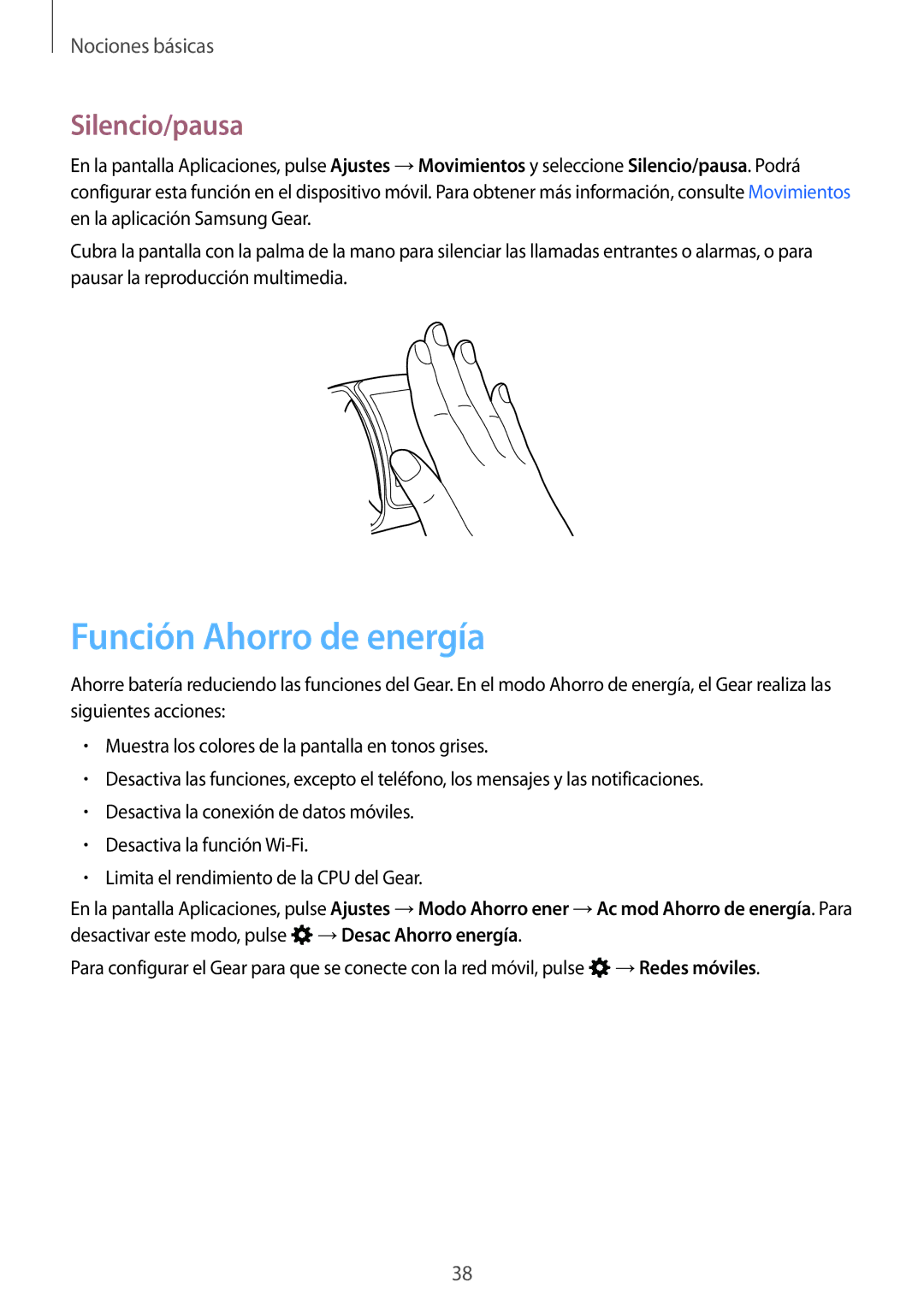 Samsung SM-R7500ZKAPHE, SM-R7500ZKADBT, SM-R7500ZWAXEO, SM-R7500ZKAXEO manual Función Ahorro de energía, Silencio/pausa 