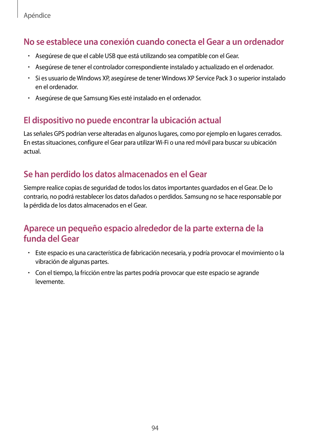 Samsung SM-R7500ZKRPHE, SM-R7500ZKADBT, SM-R7500ZWAXEO, SM-R7500ZKAXEO El dispositivo no puede encontrar la ubicación actual 