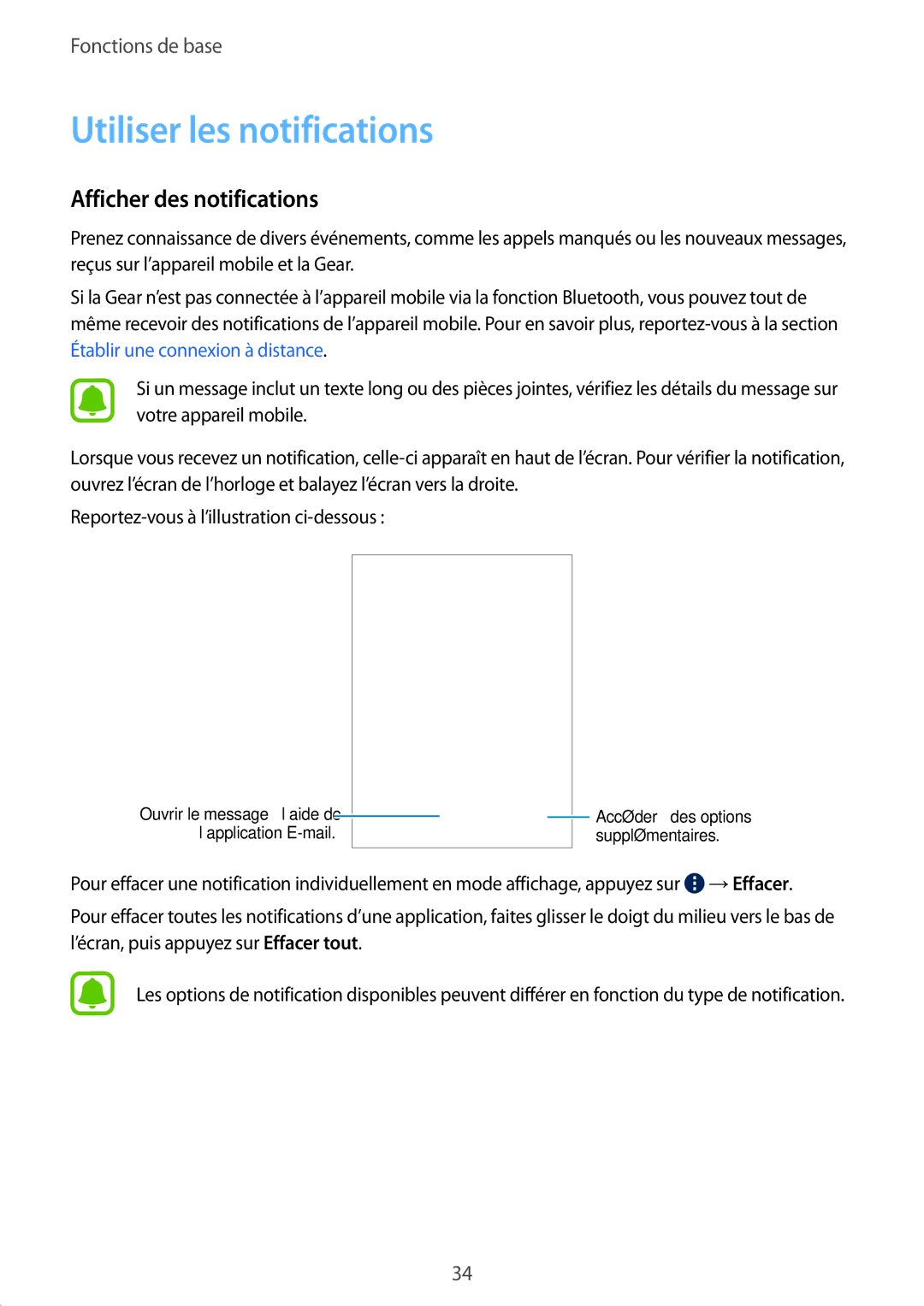 Samsung SM-R7500ZKAXEF, SM-R7500ZWAXEF manual Utiliser les notifications, Afficher des notifications 