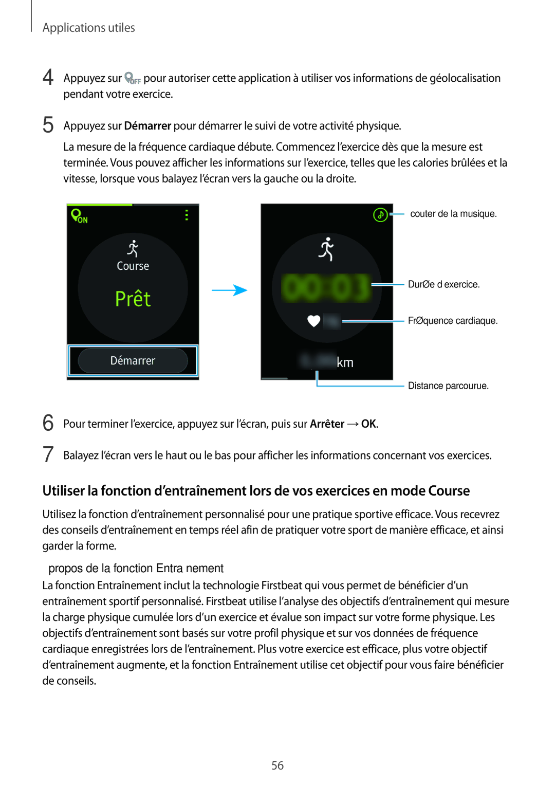 Samsung SM-R7500ZKAXEF, SM-R7500ZWAXEF manual Propos de la fonction Entraînement 