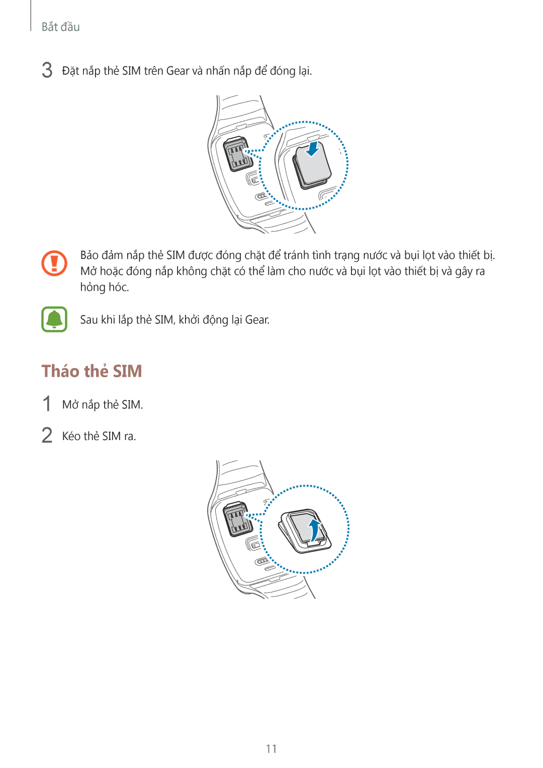 Samsung SM-R7500ZWAXXV, SM-R7500ZKAXXV manual Tháo thẻ SIM 