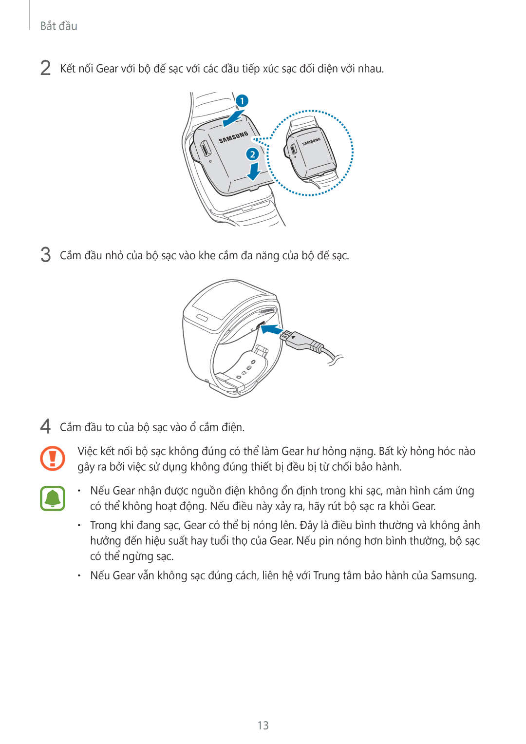 Samsung SM-R7500ZWAXXV, SM-R7500ZKAXXV manual Bắt đầu 