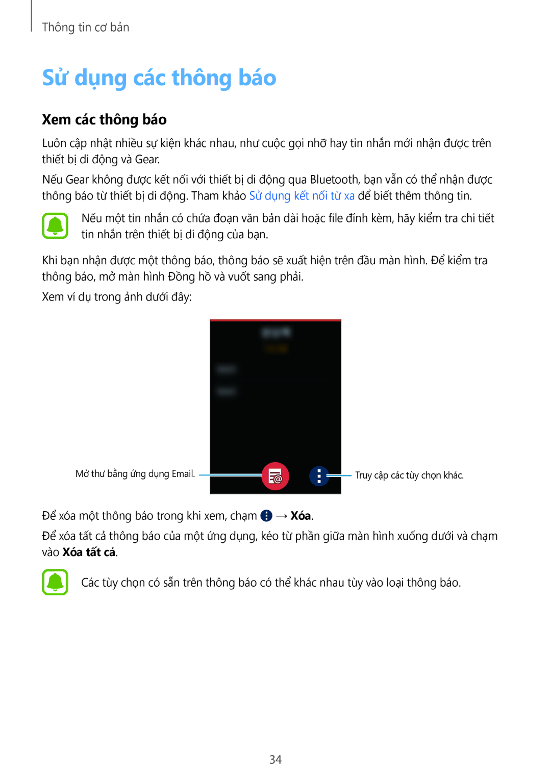 Samsung SM-R7500ZKAXXV, SM-R7500ZWAXXV manual Sử dụng các thông báo, Xem các thông báo 