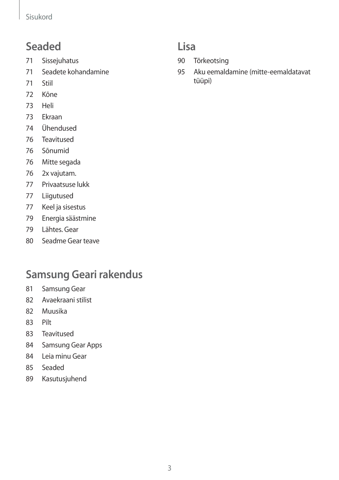 Samsung SM-R7500ZKASEB, SM-R7500ZWASEB manual Lisa 