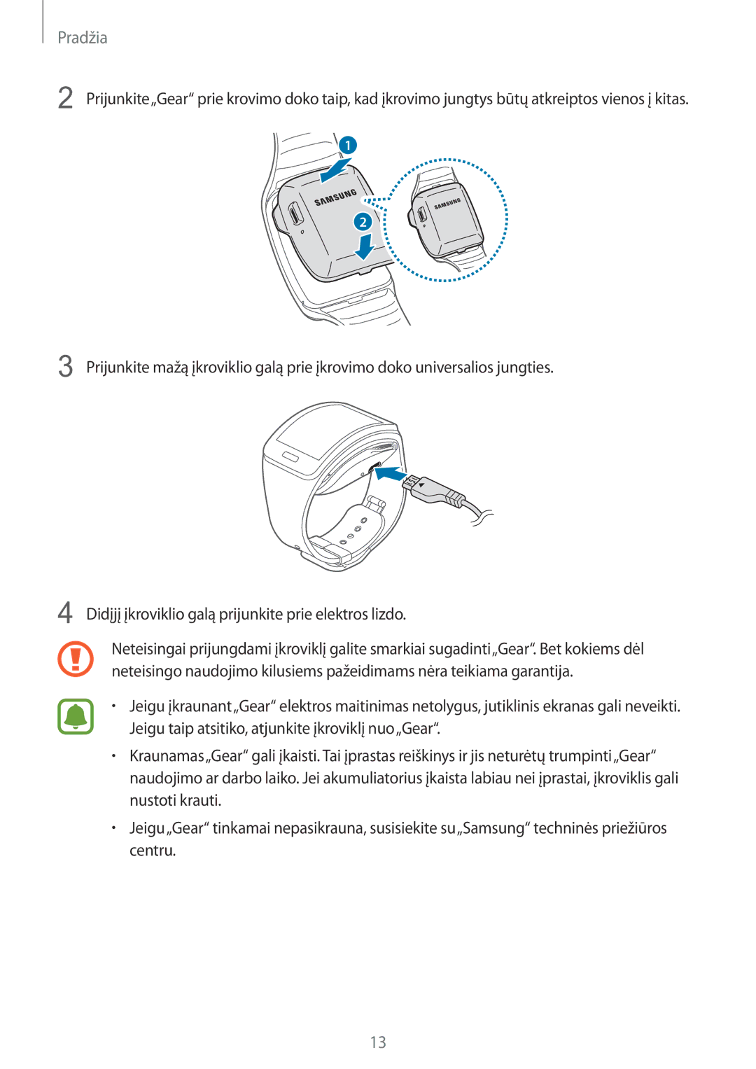 Samsung SM-R7500ZKASEB, SM-R7500ZWASEB manual Pradžia 