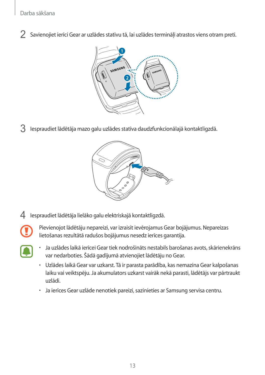 Samsung SM-R7500ZKASEB, SM-R7500ZWASEB manual Darba sākšana 