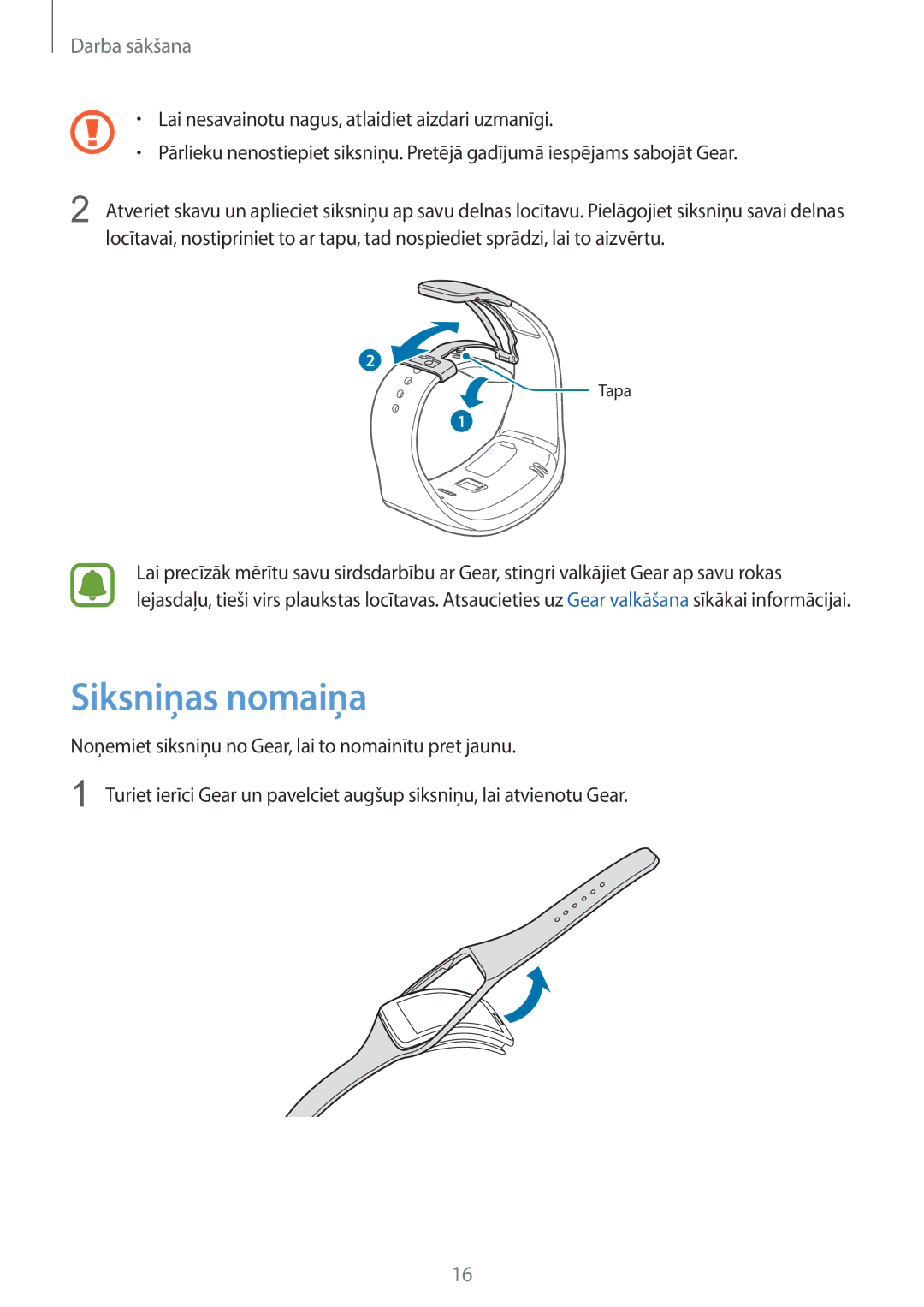 Samsung SM-R7500ZWASEB, SM-R7500ZKASEB manual Siksniņas nomaiņa 