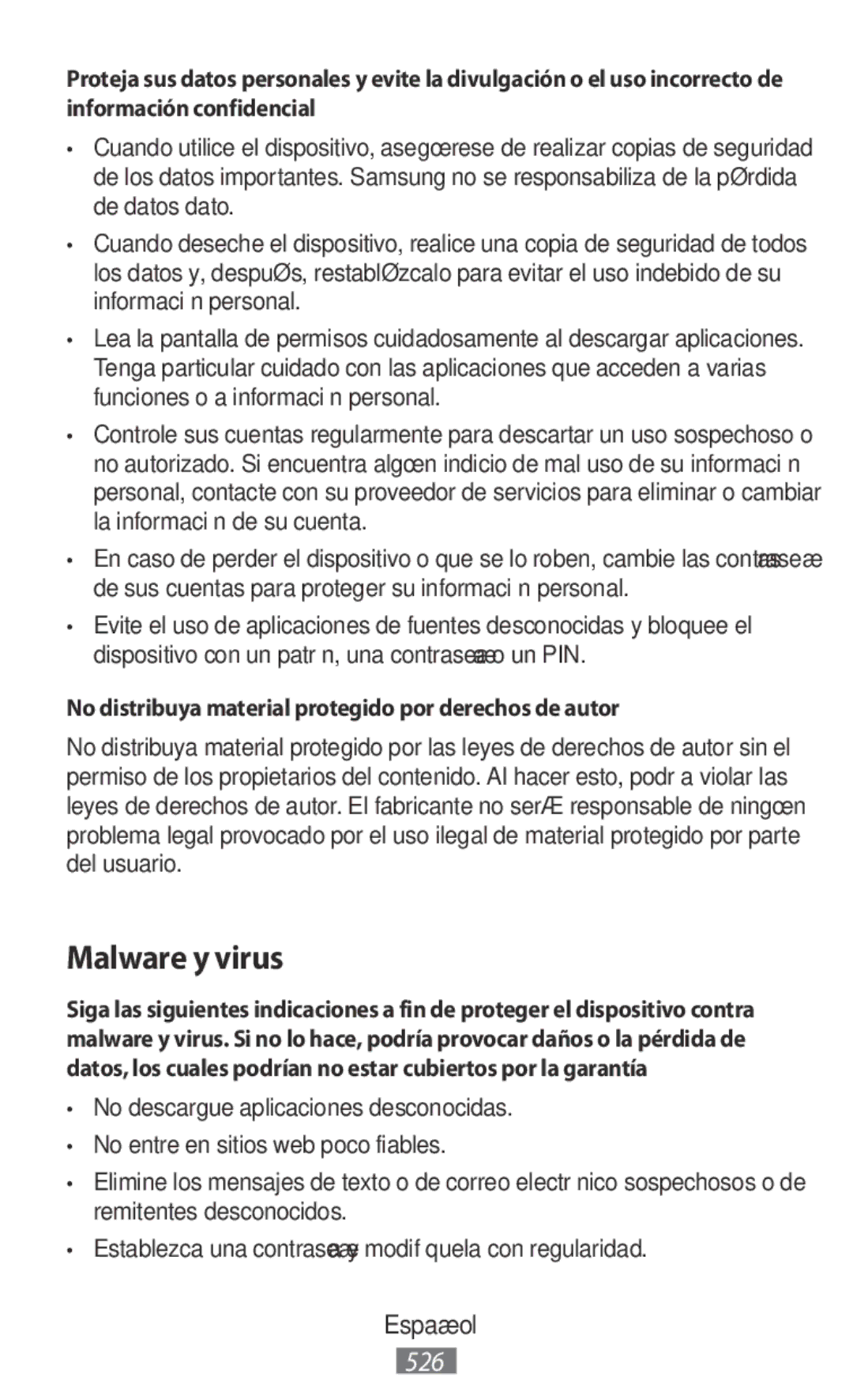 Samsung SM-R7500ZKAXSK, SM-R7500ZWASEB manual Malware y virus, No distribuya material protegido por derechos de autor 