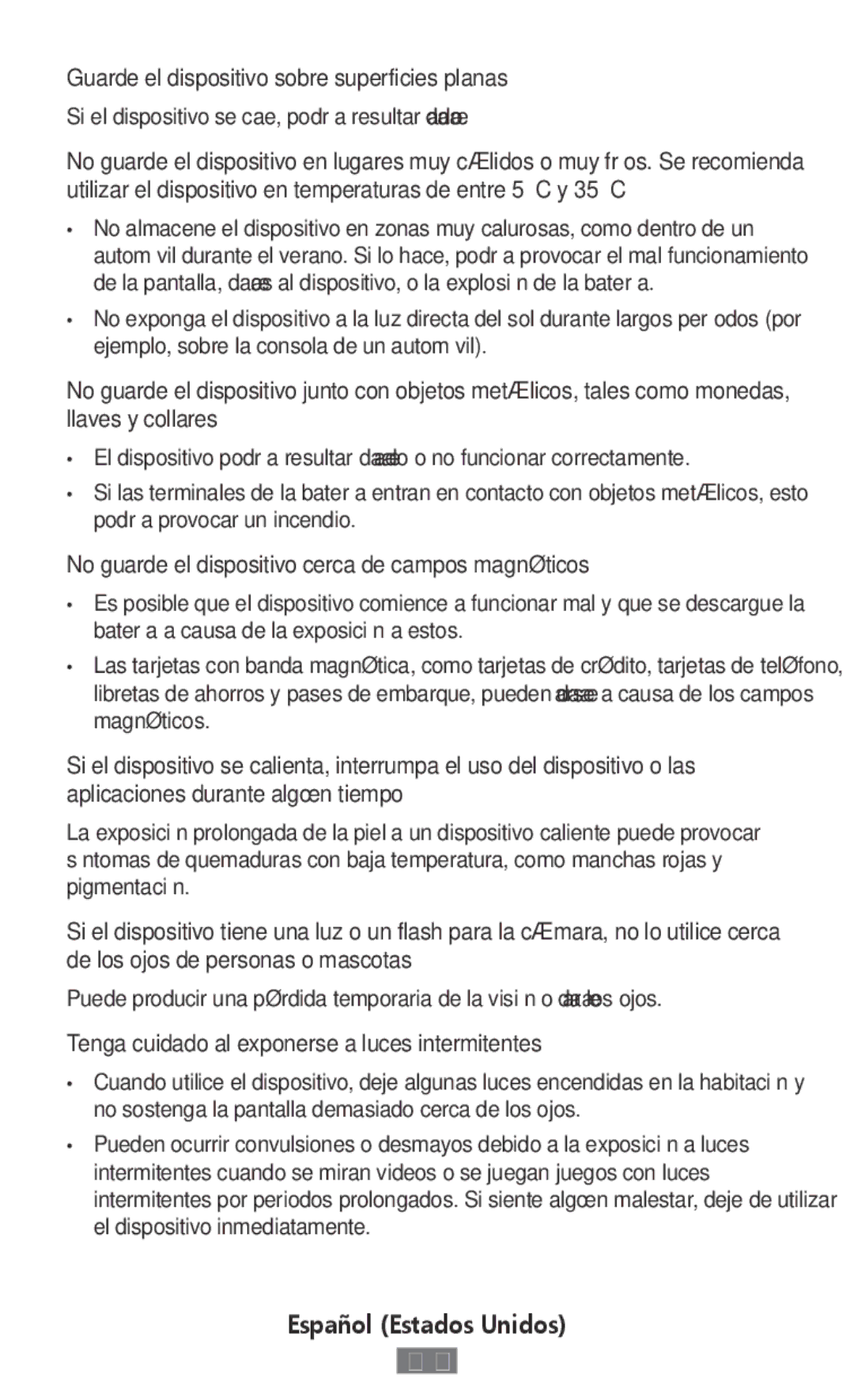 Samsung SM-R7500ZWASER Guarde el dispositivo sobre superficies planas, No guarde el dispositivo cerca de campos magnéticos 