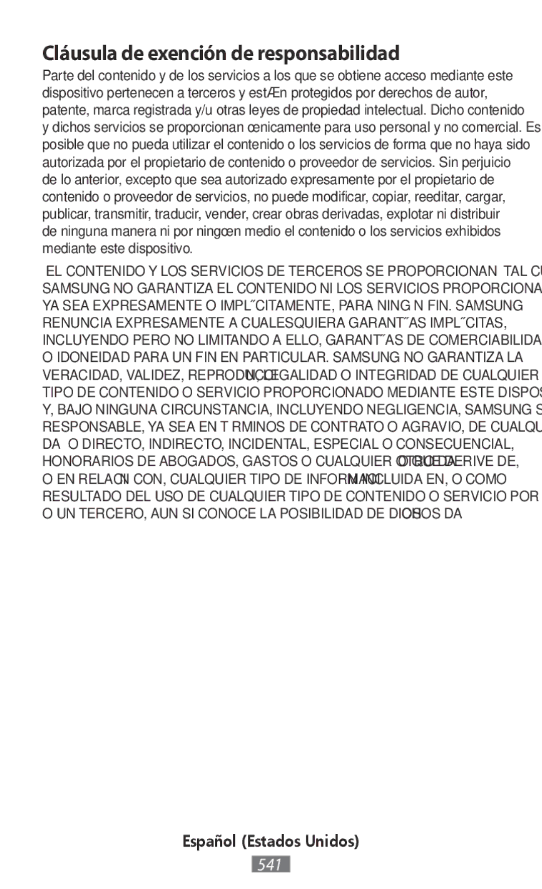 Samsung SM-R7500ZKADBT, SM-R7500ZWASEB, SM-R7500ZKATPH, SM-R7500ZWADBT manual Cláusula de exención de responsabilidad 