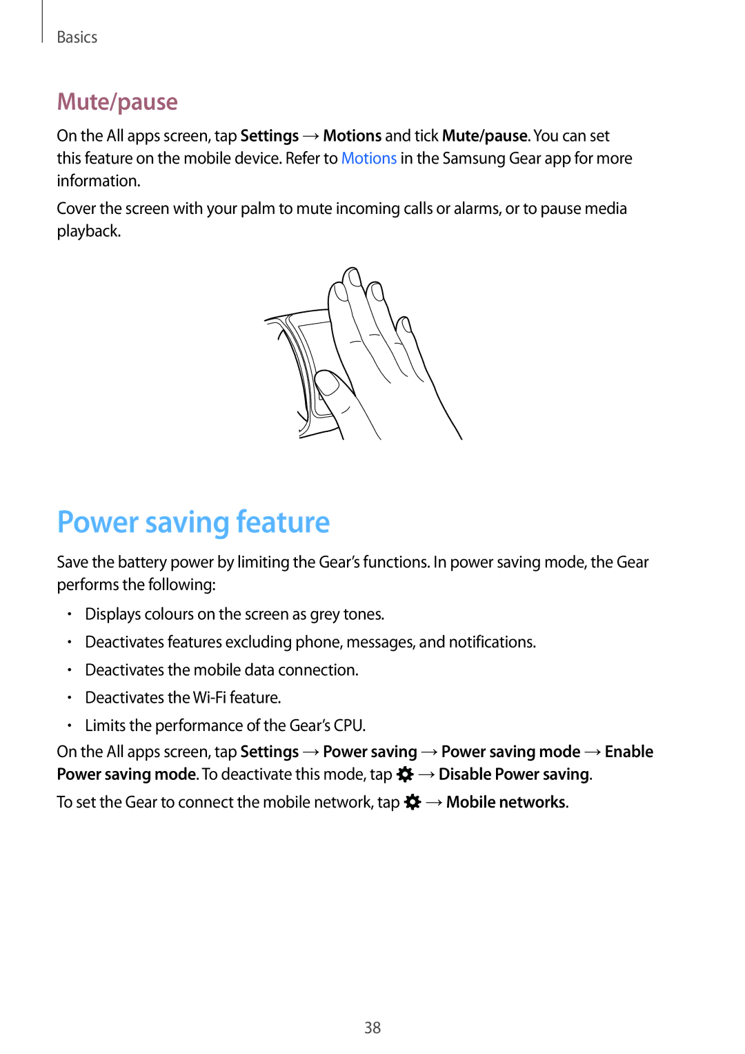 Samsung SM-R7500ZWANEE, SM-R7500ZWASEB, SM-R7500ZKATPH, SM-R7500ZWADBT, SM-R7500ZKADBT manual Power saving feature, Mute/pause 