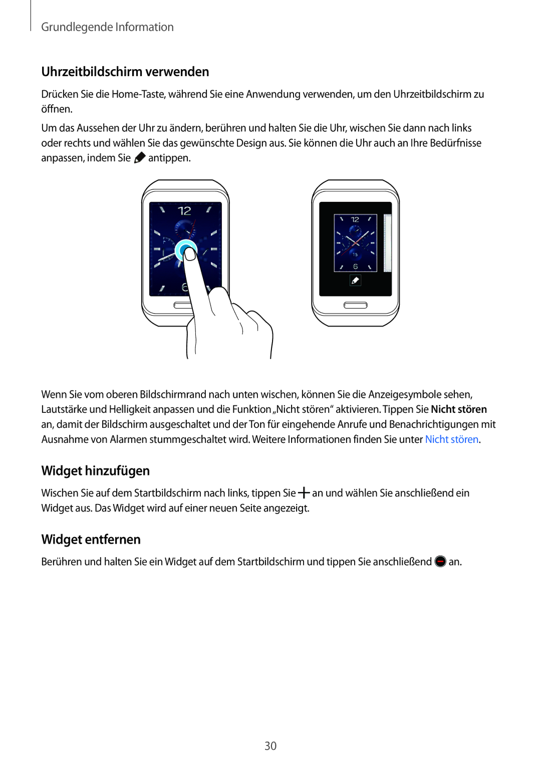 Samsung SM-R7500ZWATPH, SM-R7500ZWASEB, SM-R7500ZKATPH Uhrzeitbildschirm verwenden, Widget hinzufügen, Widget entfernen 
