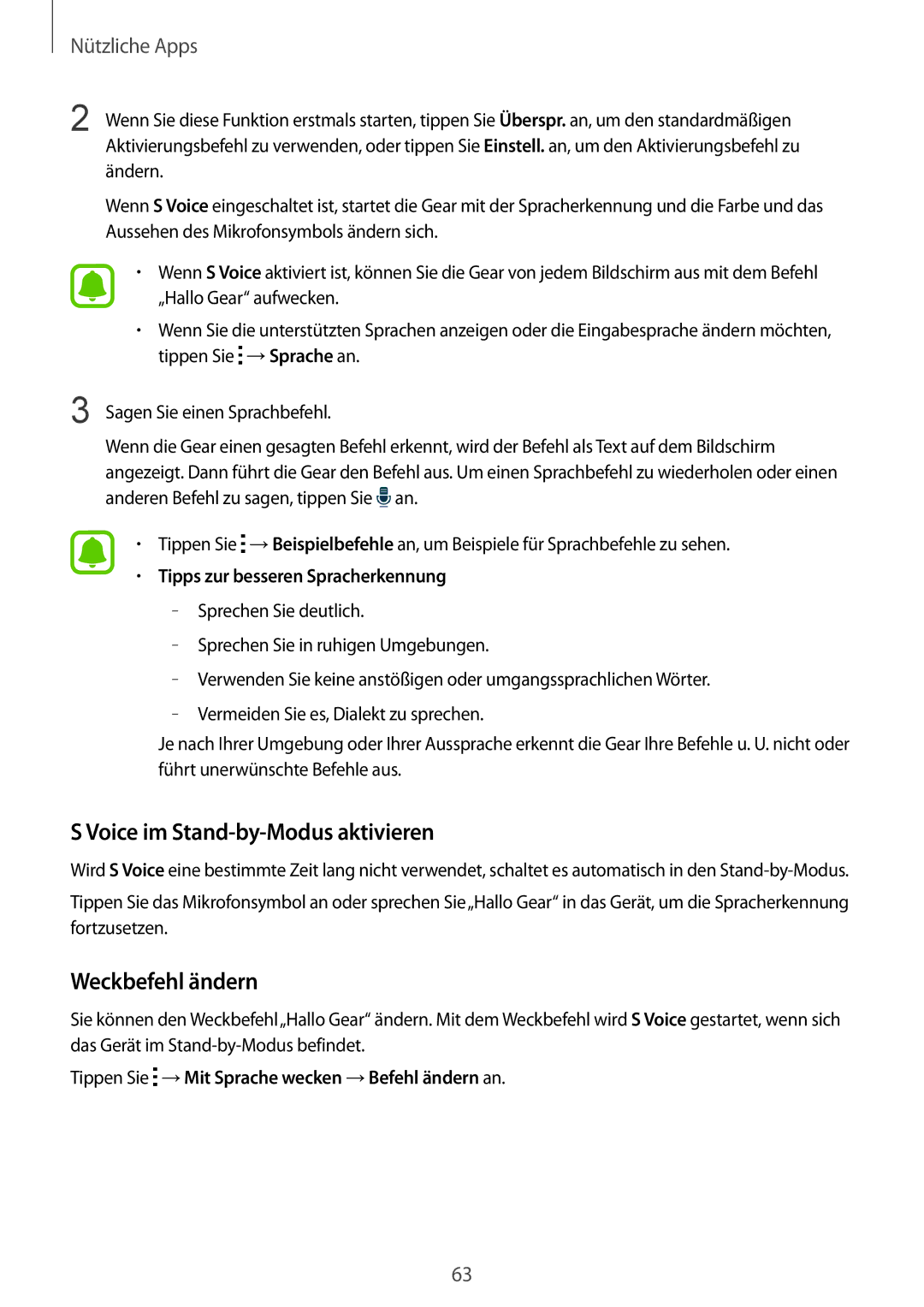 Samsung SM-R7500ZKAXEF, SM-R7500ZWASEB, SM-R7500ZKATPH, SM-R7500ZWADBT Voice im Stand-by-Modus aktivieren, Weckbefehl ändern 