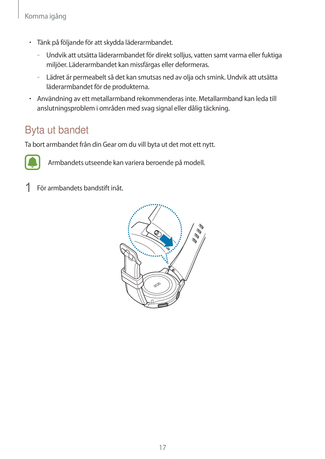 Samsung SM-R770NZSANEE, SM-R760NDAANEE manual Byta ut bandet 