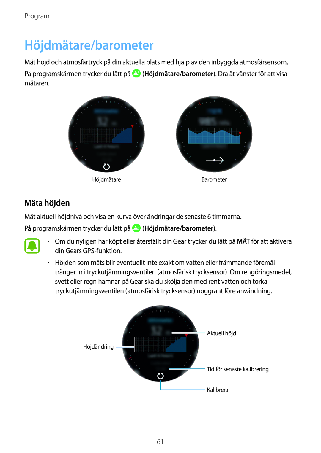 Samsung SM-R770NZSANEE, SM-R760NDAANEE manual Höjdmätare/barometer, Mäta höjden 