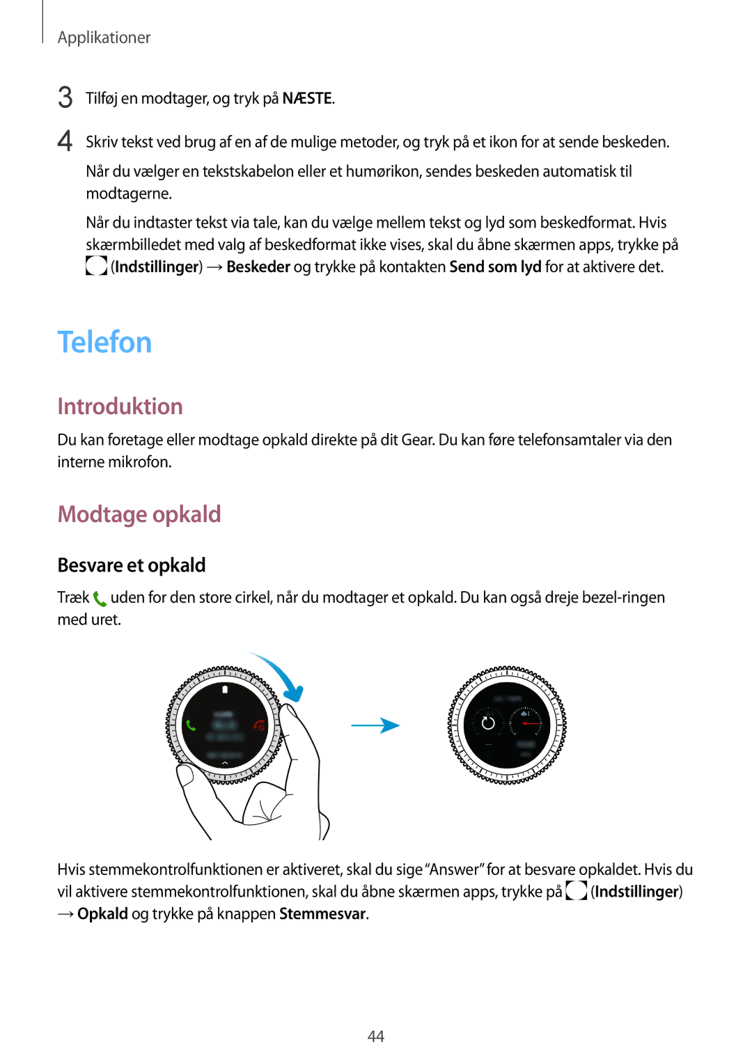 Samsung SM-R760NDAANEE, SM-R770NZSANEE manual Telefon, Modtage opkald, Besvare et opkald 