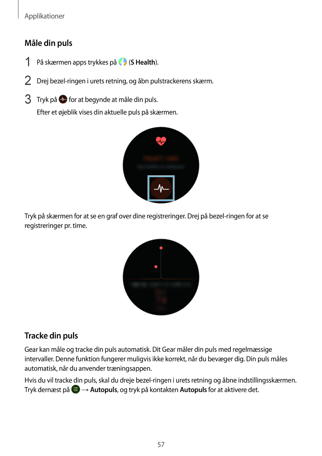 Samsung SM-R770NZSANEE, SM-R760NDAANEE manual Måle din puls, Tracke din puls 