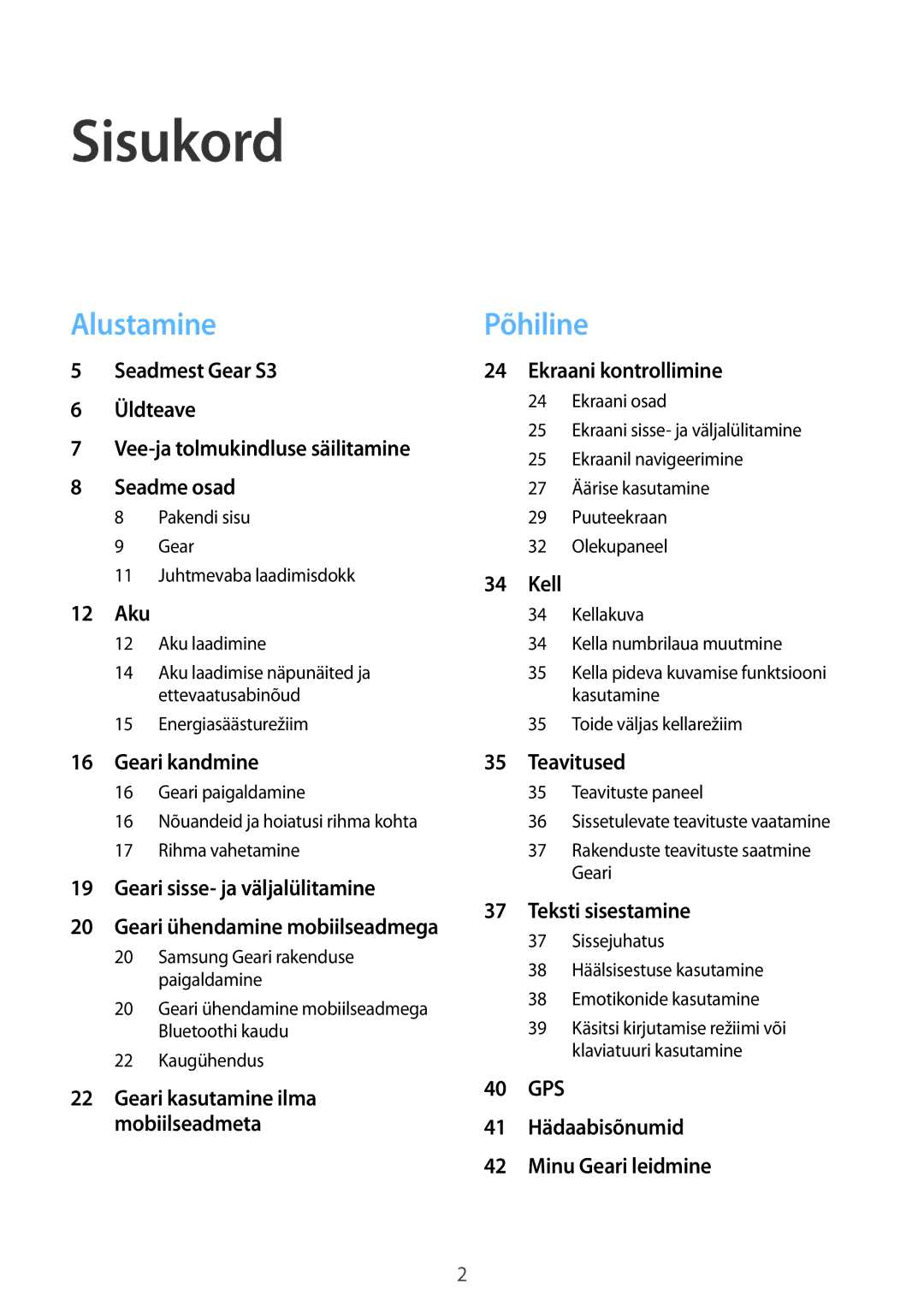 Samsung SM-R760NDAASEB, SM-R770NZSASEB manual Sisukord, Geari ühendamine mobiilseadmega 