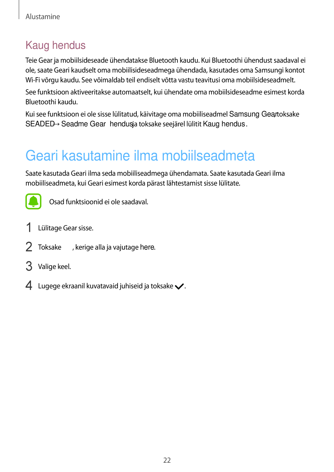 Samsung SM-R760NDAASEB, SM-R770NZSASEB manual Geari kasutamine ilma mobiilseadmeta, Kaugühendus 