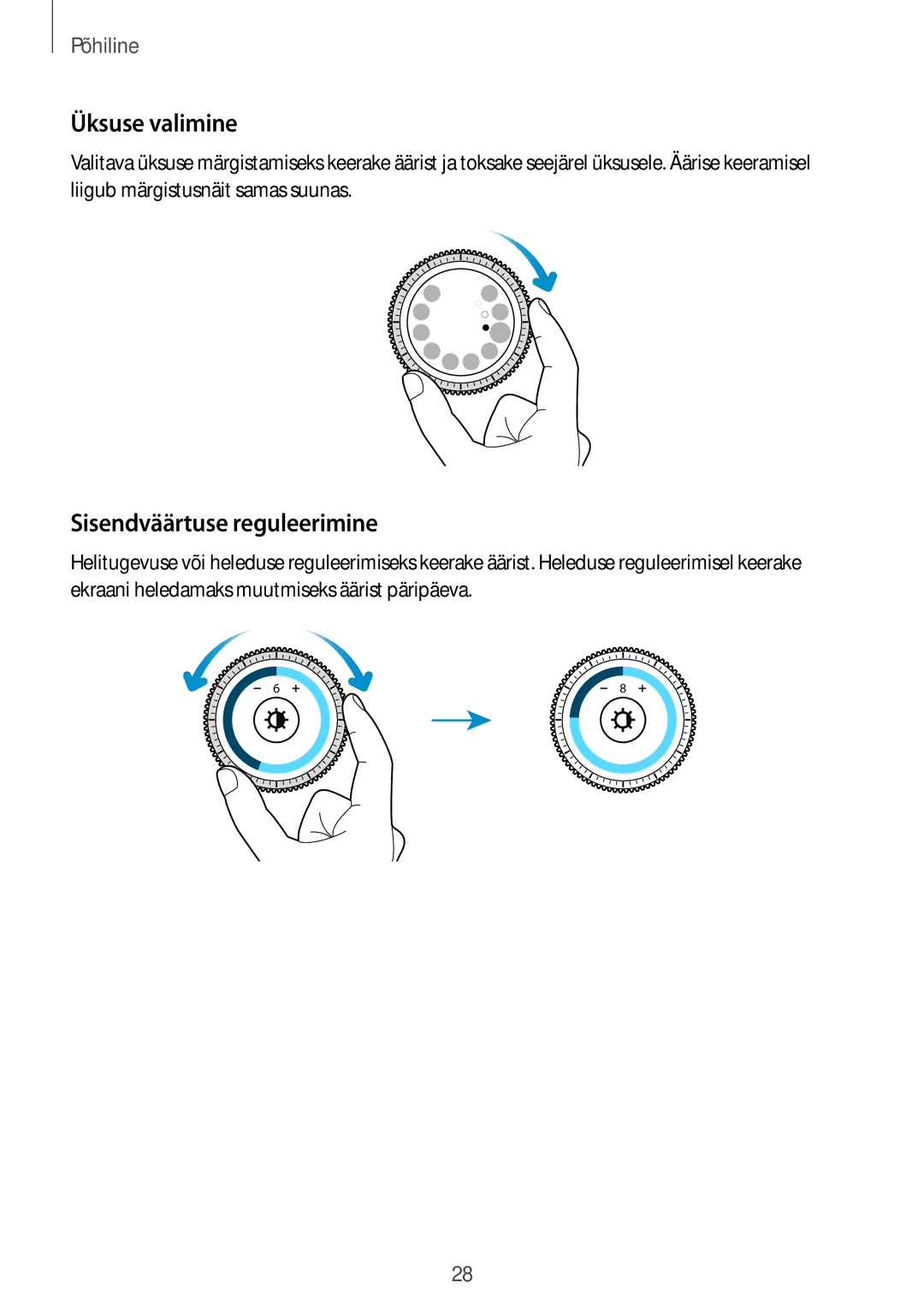 Samsung SM-R760NDAASEB, SM-R770NZSASEB manual Üksuse valimine, Sisendväärtuse reguleerimine 