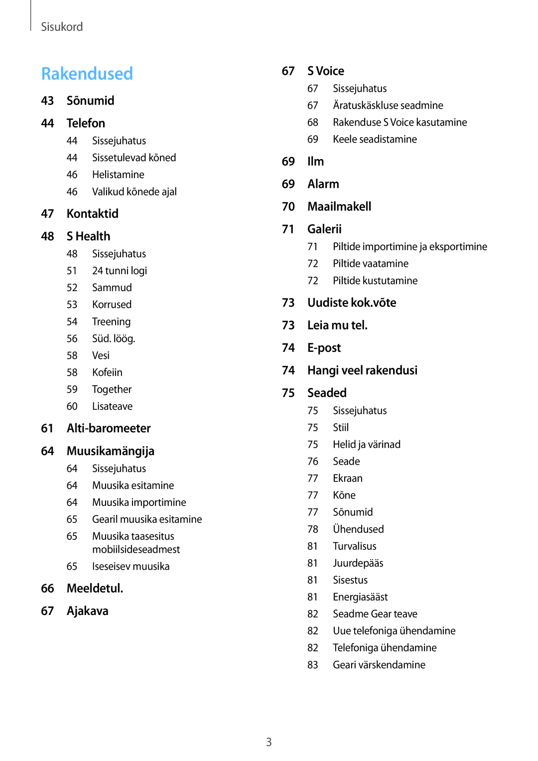 Samsung SM-R770NZSASEB, SM-R760NDAASEB manual Rakendused 