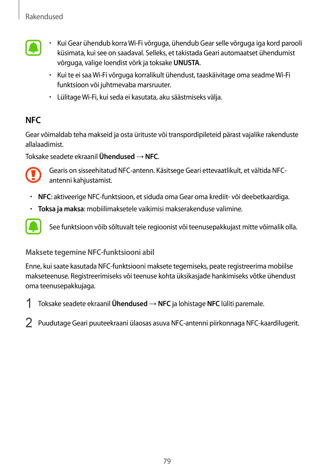 Samsung SM-R770NZSASEB, SM-R760NDAASEB manual Nfc 