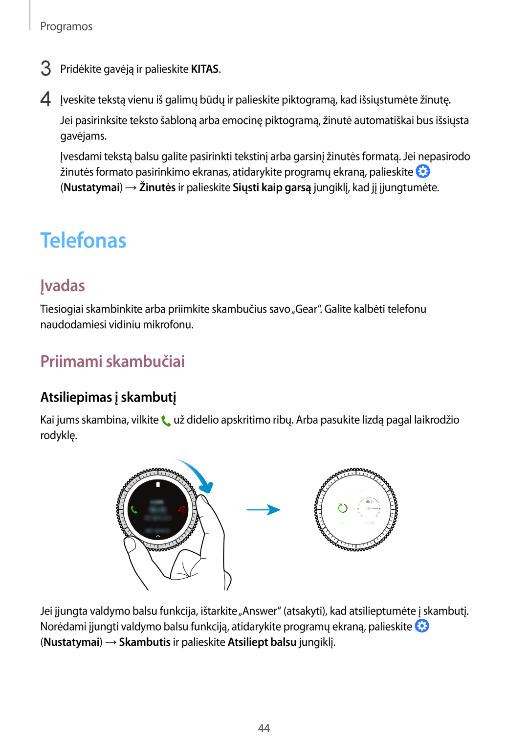 Samsung SM-R760NDAASEB, SM-R770NZSASEB manual Telefonas, Priimami skambučiai, Atsiliepimas į skambutį 