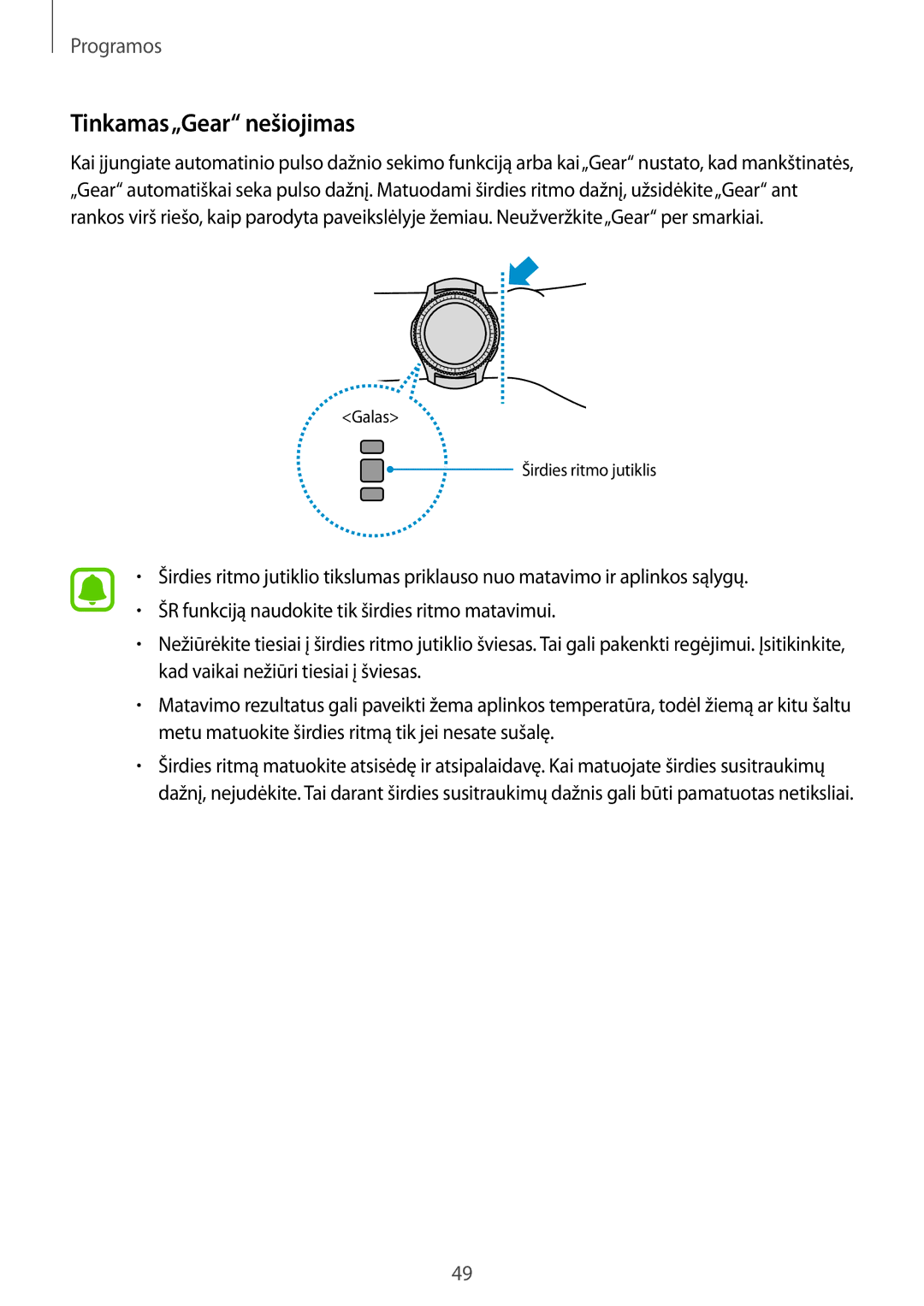 Samsung SM-R770NZSASEB, SM-R760NDAASEB manual Tinkamas„Gear nešiojimas 