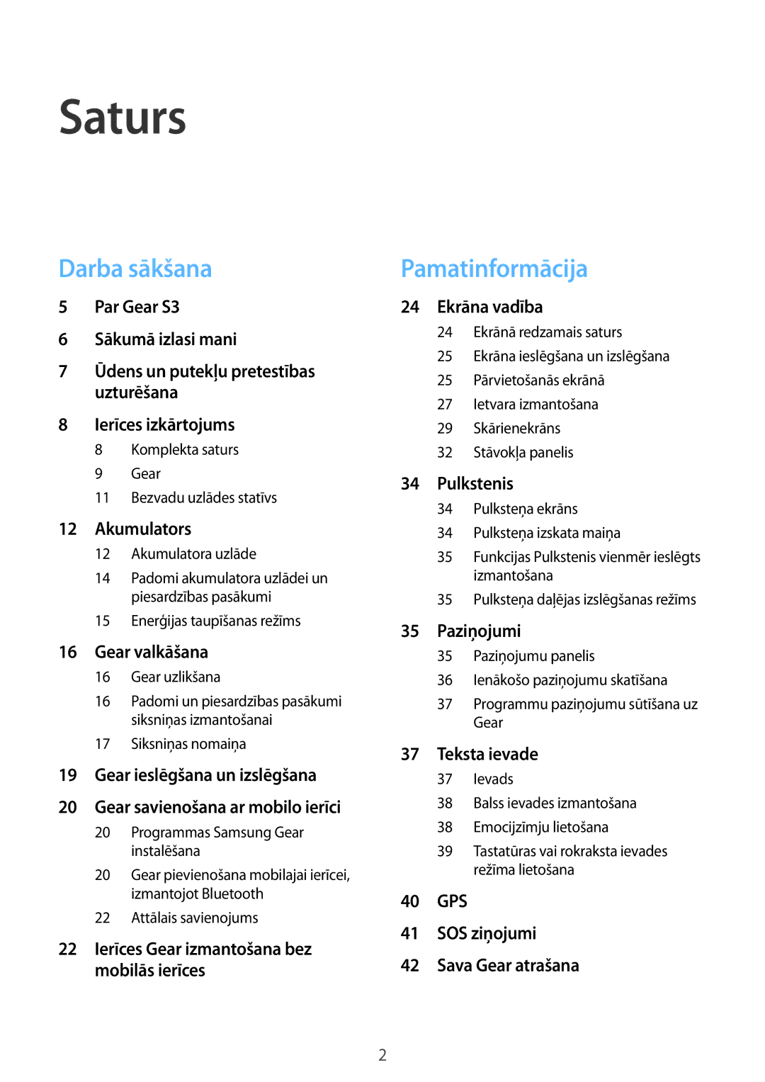 Samsung SM-R760NDAASEB, SM-R770NZSASEB manual Saturs, 22 Ierīces Gear izmantošana bez mobilās ierīces 