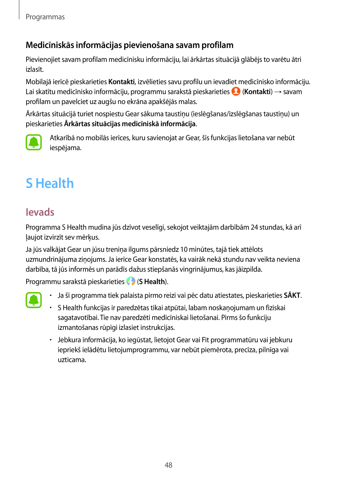 Samsung SM-R760NDAASEB, SM-R770NZSASEB manual Health, Medicīniskās informācijas pievienošana savam profilam 