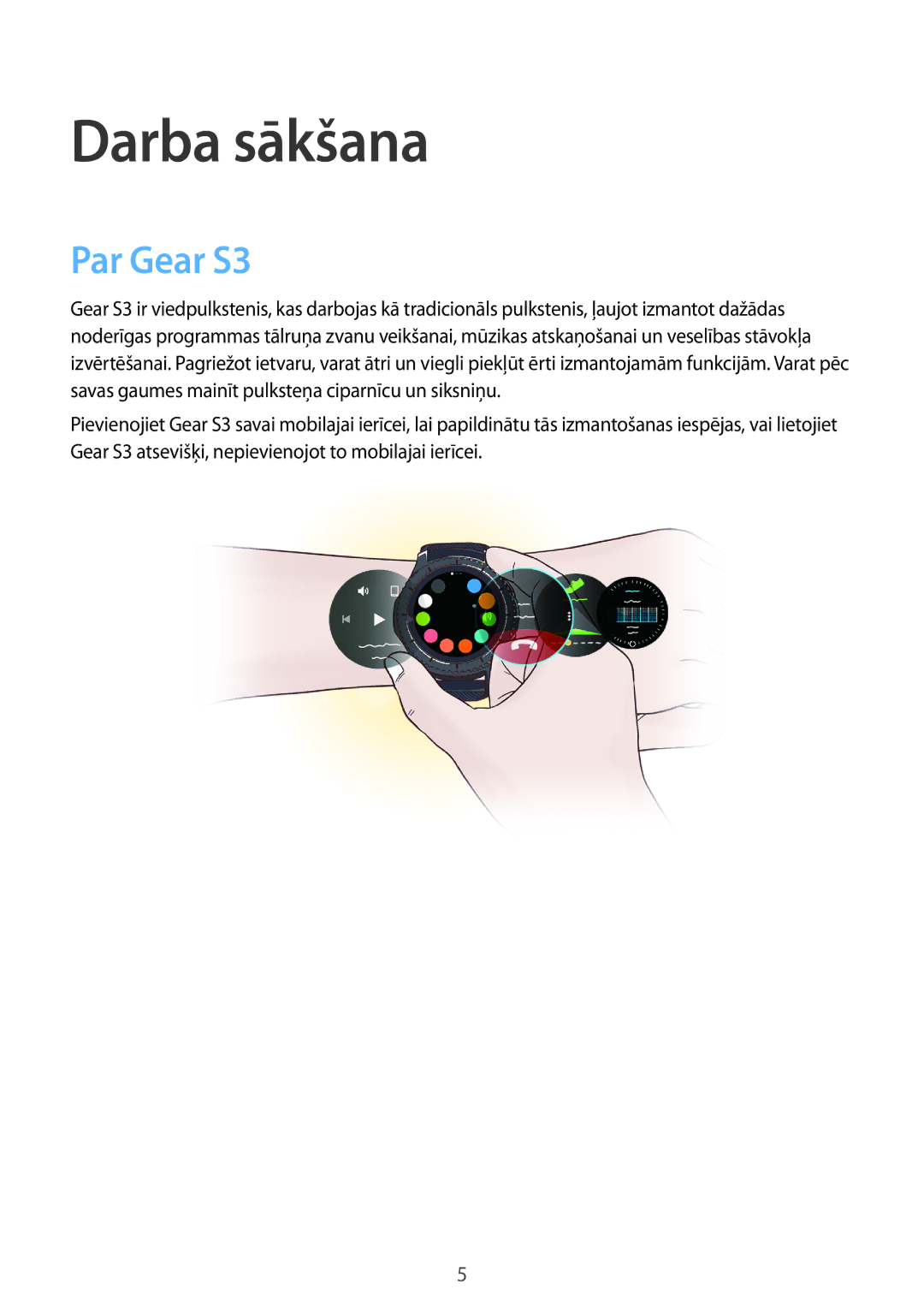 Samsung SM-R770NZSASEB, SM-R760NDAASEB manual Darba sākšana, Par Gear S3 