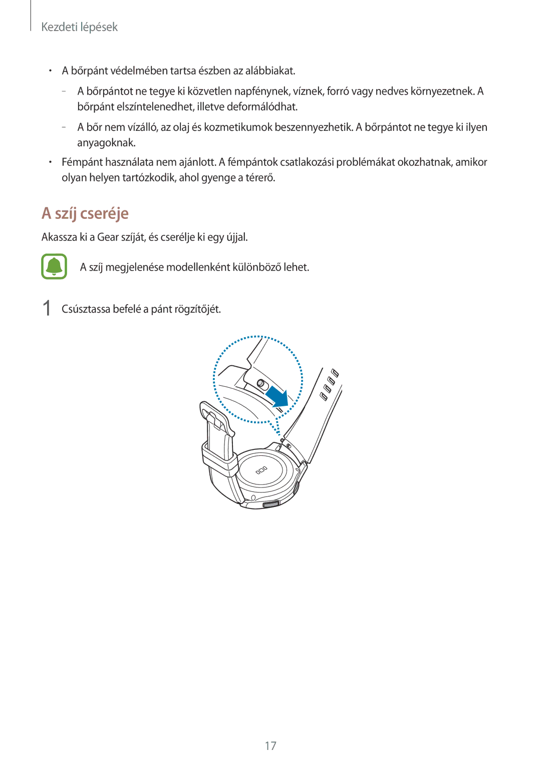 Samsung SM-R770NZSAXEH, SM-R760NDAAXEH manual Szíj cseréje 