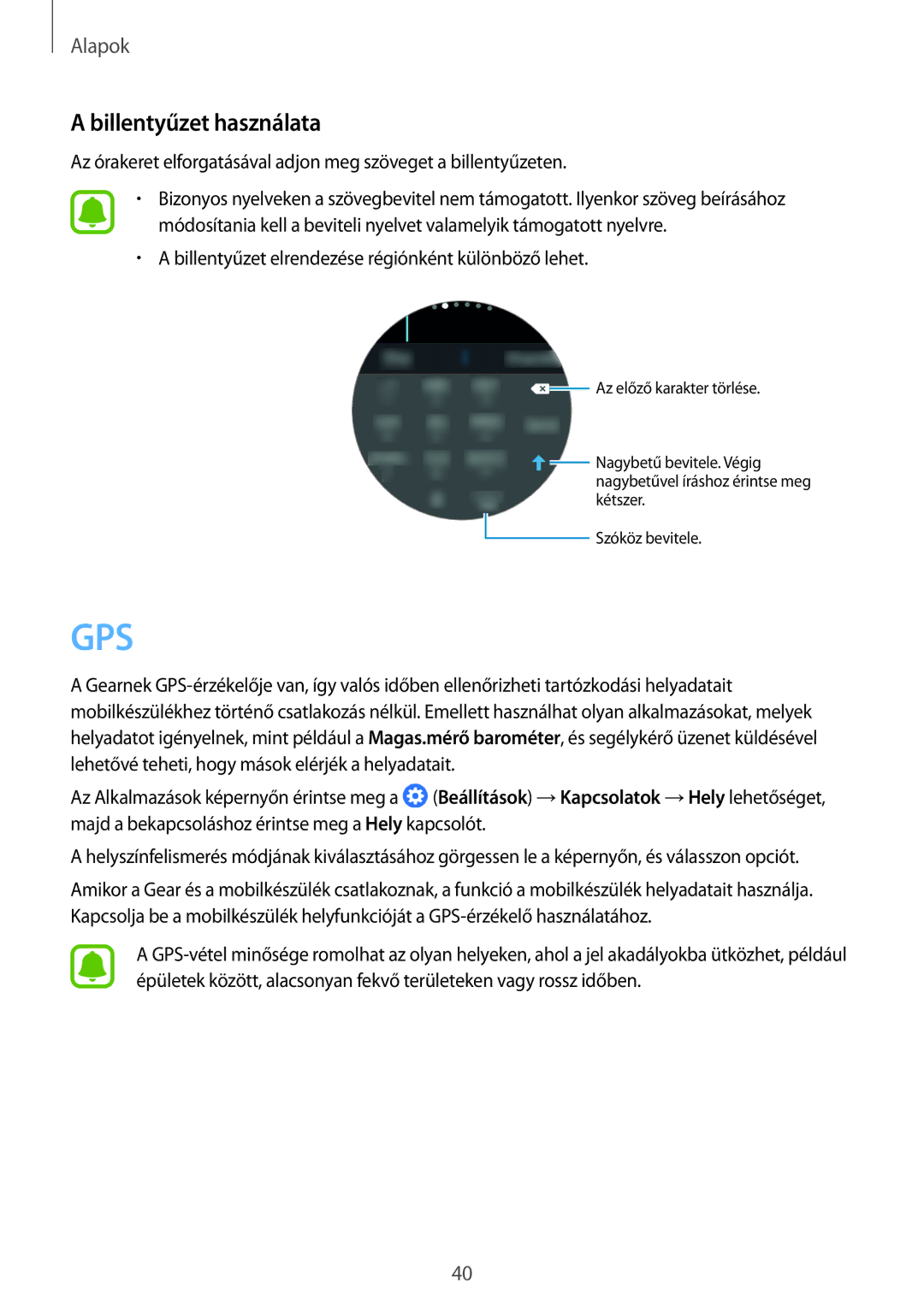 Samsung SM-R760NDAAXEH, SM-R770NZSAXEH manual Billentyűzet használata, Billentyűzet elrendezése régiónként különböző lehet 