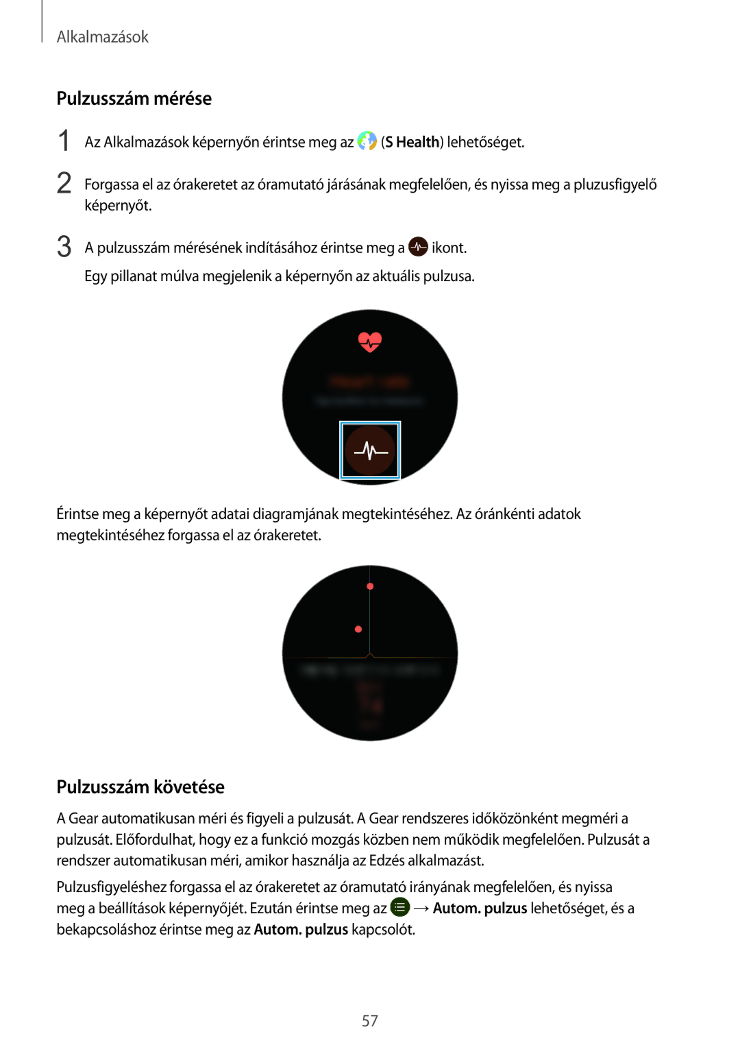 Samsung SM-R770NZSAXEH, SM-R760NDAAXEH manual Pulzusszám mérése, Pulzusszám követése 