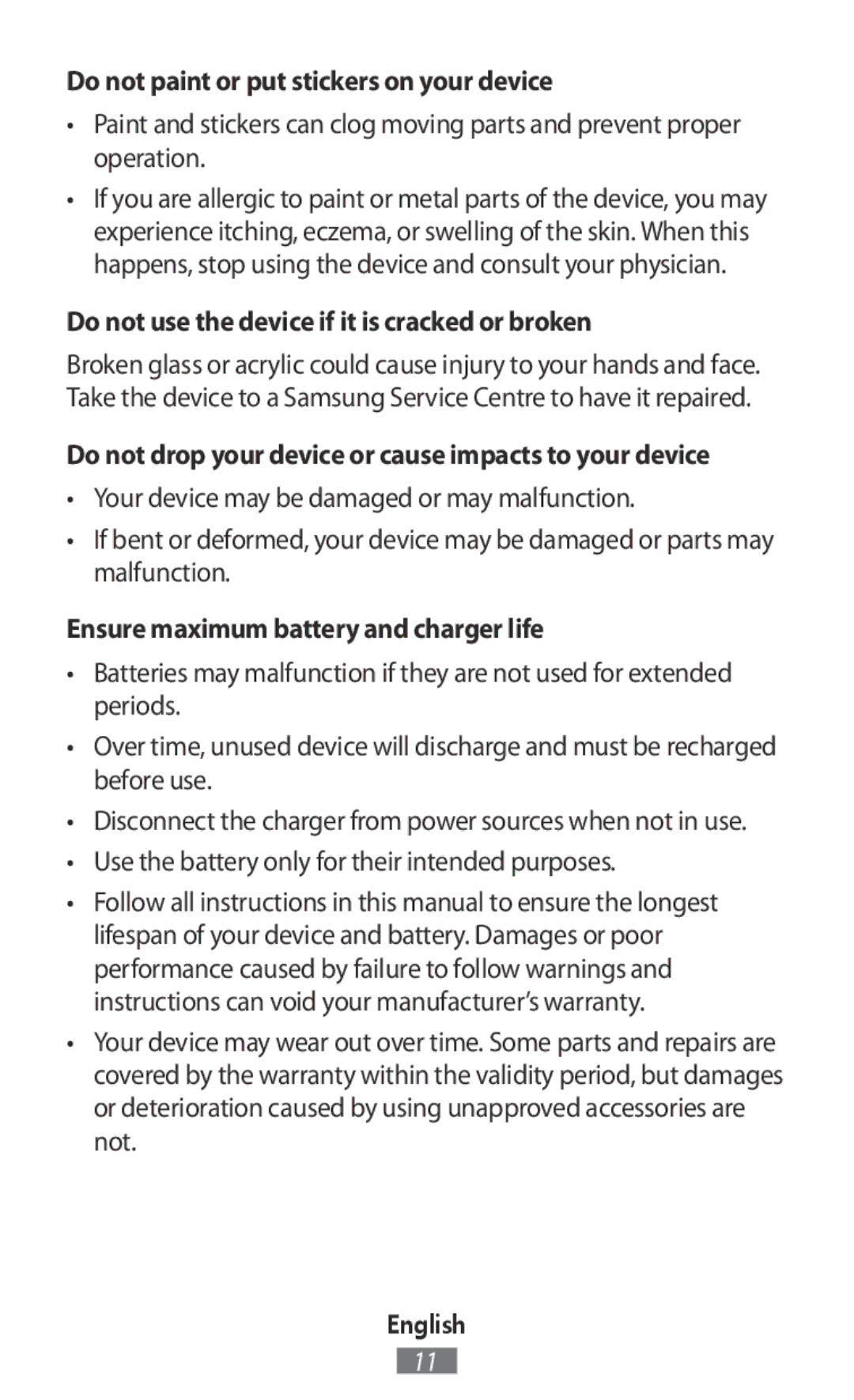 Samsung SM-R770NZSAKSA manual Do not paint or put stickers on your device, Do not use the device if it is cracked or broken 