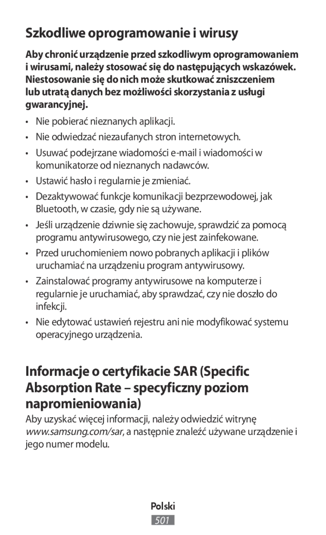 Samsung SM-R760NDAAEUR, SM-R770NZSADBT, SM-R760NDAADBT, SM-R770NZSAXEF, SM-R760NDAAXEF manual Szkodliwe oprogramowanie i wirusy 