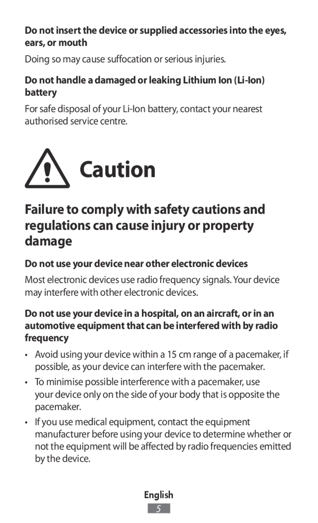 Samsung SM-R760NDAAXJP, SM-R770NZSADBT, SM-R760NDAADBT, SM-R770NZSAXEF Doing so may cause suffocation or serious injuries 