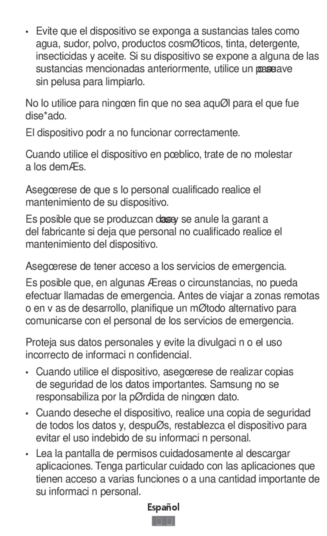 Samsung SM-R760NDAAILO, SM-R770NZSADBT, SM-R760NDAADBT, SM-R770NZSAXEF manual El dispositivo podría no funcionar correctamente 