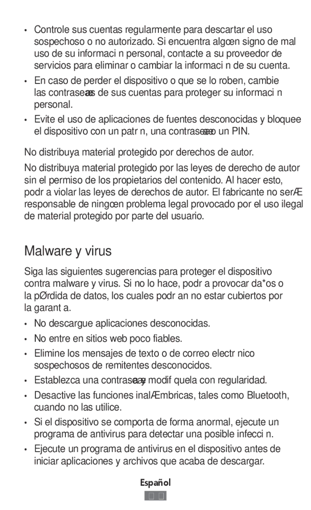 Samsung SM-R760NDAAXEH, SM-R770NZSADBT manual Malware y virus, No distribuya material protegido por derechos de autor 