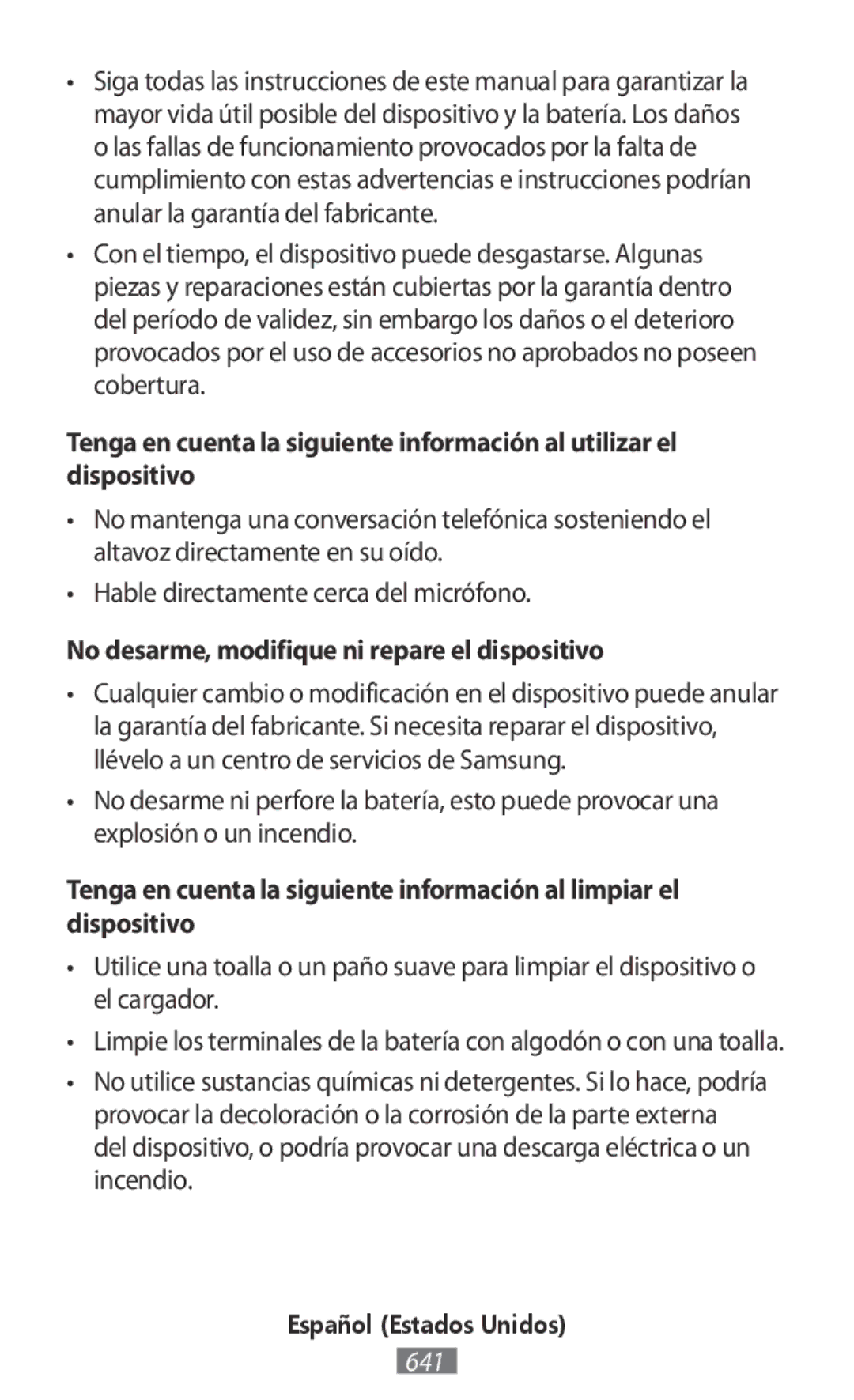 Samsung SM-R770NZSAKSA, SM-R770NZSADBT, SM-R760NDAADBT, SM-R770NZSAXEF manual No desarme, modifique ni repare el dispositivo 