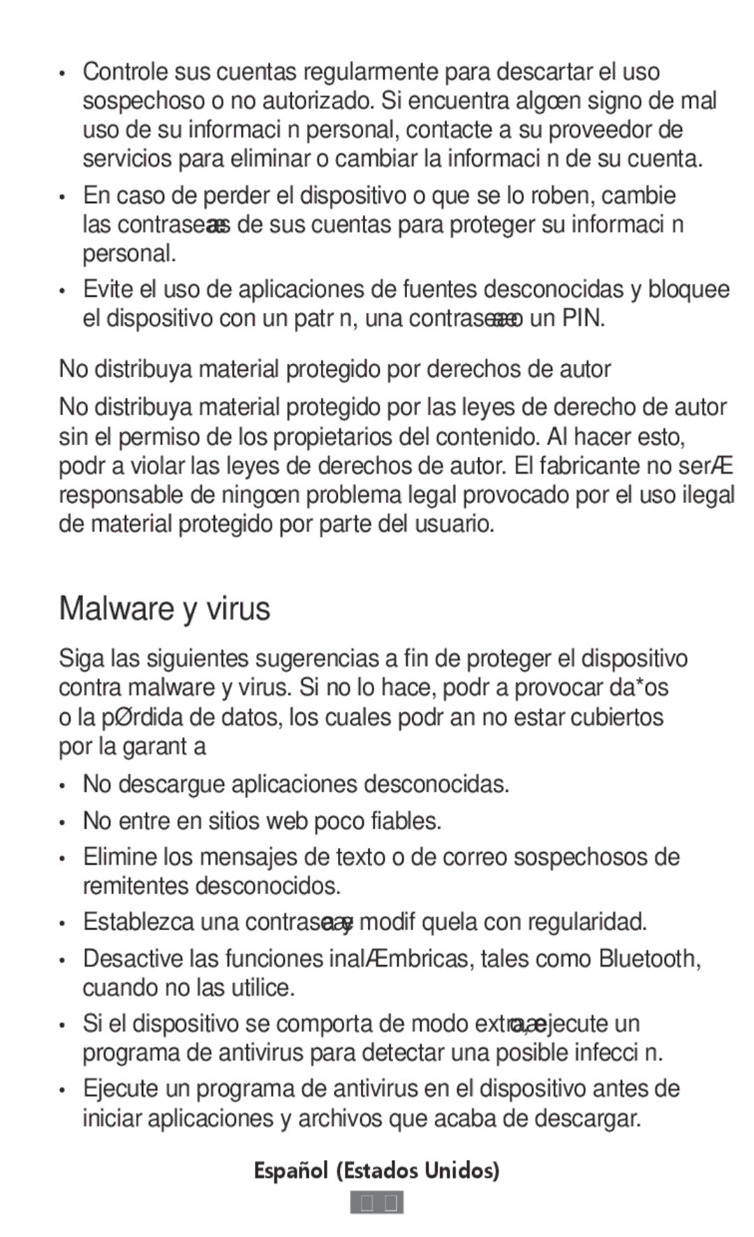 Samsung SM-R760NDAABGL, SM-R770NZSADBT, SM-R760NDAADBT, SM-R770NZSAXEF, SM-R760NDAAXEF, SM-R770NZSAXJP manual Malware y virus 