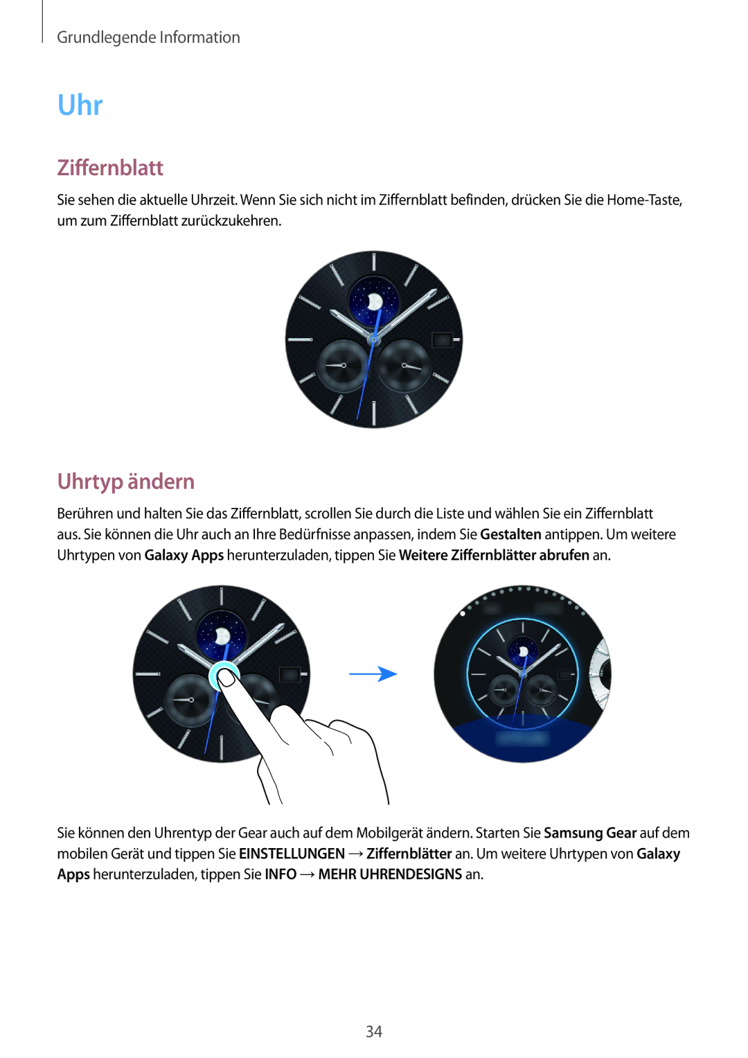 Samsung SM-R770NZSADBT, SM-R760NDAADBT manual Ziffernblatt, Uhrtyp ändern 