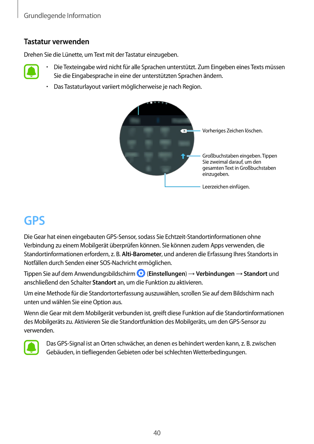 Samsung SM-R770NZSADBT, SM-R760NDAADBT Tastatur verwenden, Drehen Sie die Lünette, um Text mit der Tastatur einzugeben 